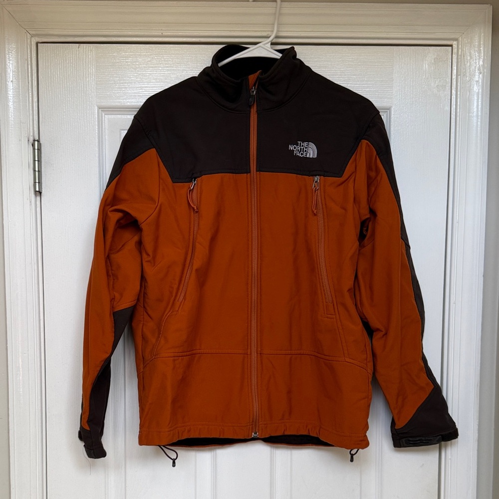 The North Face Men's Rust and Dark Brown Fleece Lined Jacket